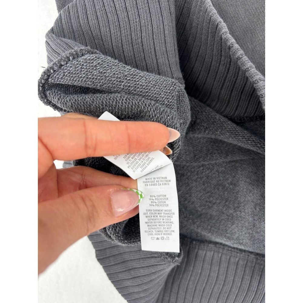 Aerie Sweatshirt Womens S Gray Quarter Zip Pullover Ribbed Trim Relaxed Fit - Picture 6 of 8